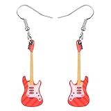 DUOWEI Pendientes de acrílico con diseño de estrella de rock, para bajo eléctrico, guitarra, violín, regalo para mujer, Acrílico Acero inoxidable, Sin piedra preciosa