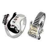 CHROMACRAFT Anillos con Forma De Guitarra De 2 Piezas, Anillos con Elementos De Música Rock, Anillos Ajustables, Anillos Estilo Punk, Anillos con Personalidad De Moda