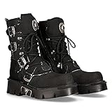 NEW ROCK Botas hombre negro con hebillas Synthetic material Black boots Talla/Size 44