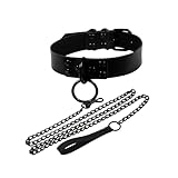 Gargantilla Punk Negro Ajustable PU Cuero Gargantilla Punk Gargantilla de Cuero Sintético Estilo Gótico Punk con Cadena