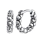 Yumilok Pendientes moda de mujeres: Pendientes aro de acero inoxidable calavera para todo el año - perfecto para fiesta la roca del hip hop y los partidos de la barra, atendiendo a conciertos