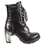 New Rock Newrock TR001-S1 - Botas góticas para mujer, de piel negra, estilo punk, color Negro, talla 37 EU