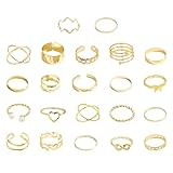 22 Piezas Anillos De Oro Para Nudillos, Anillos De Nudillos De Oro, Anillos Ajustables Para Mujer, Joyería De Oro De Moda, Juego De Anillos De Dedo Vintage, Joyas Apilables, Accesorios De Joyería