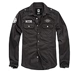 Brandit Luis-Camiseta Vintage con Insignias Camisa, Black, M para Hombre