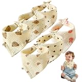 Babero triangular para bebé,6 Piezas,muselina para bebé,Baberos Rizo Bebe Impermeables,Fáciles de Poner y Quitar,para Bebé Absorbente Suaves Para Dentición Unisex