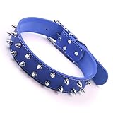 Generic Collar de Estilo Punk, Cuello para Perros con Pico en Cuero Claro en Piel Clara Duradera para Grandes (Blue)