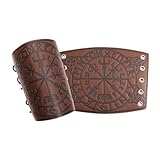 POFET par de muñequeras vikingas en Relieve, Disfraz de Vikingo para Hombres para actuación teatral, Disfraz de Halloween