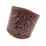 Yoimckay 2 piezas de cuero sintético con relieve, muñequera retro nórdica, protectores para muñecas de brazo, pulseras para guardias del brazo medievales, pulseras de cuero vintage para hombre, Cuero