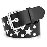 Cinturón Punk Rock, Cinturón Y2K para Hombre y Mujer con Tachuelas Pentagrama Plateadas, Cinturón Gótico Y2K, Cinturón de Piel PU con Remaches, Ideal para Jeans, Chaquetas y Vestidos de Cuero