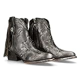 Botas vaqueras de mujer Tejanas Flecos Western Cowboy Vintage Plateadas NEW ROCK Silver Fringes Woman Boots Texas M.WSTM003-S1 (numeric_36)