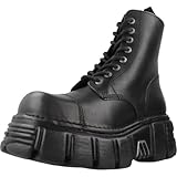 New Rock Botas Piel Militar Mujer Negro Original Plataforma M.NEWMILI083-S39 (Numeric_39)