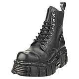 New Rock Botas Piel Militar Hombre Negro Original Plataforma Black Boots M.NEWMILI083-S39 (numeric_43)