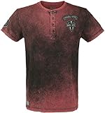 Rock Rebel by EMP Hombre Camiseta roja Vintage con Parches L