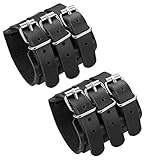 LOLIAS 2PCS Pulsera Cuero Genuino para Hombres Mujeres Cinturón Pulsera Ancha Hebilla Sujeción Brazo Armadura Brazalete Unisex Pareja Brazalete, Negro/Marrón