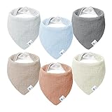Lulu moon Babero triangular para bebé, muselina para bebé, para niños y niñas (6 unidades,Estrella)