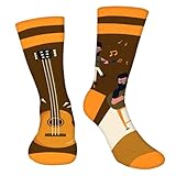 AGRIMONY Divertidos Calcetines de Guitarra para Hombre y Mujer-Música para Adolescentes Personalizados Dibujos Musical Graciosos Estampados -Regalos Originales para Navidad Cumpleaños