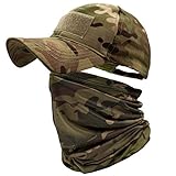 ehsbuy Gorra Hombres TáCtica Gorra de BéIsbol Camuflaje Bufanda Facial Ejército Táctico Militar Sombrero Cuello Tubo Snoods para Correr Camping Deportes