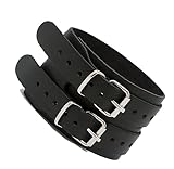 GOS Best Supplies Muñequera Cuero Pulsera Piel Ancha Correa con Dos Hebillas para Hombres Mujeres Brazalete Unisex Ajustable Hecha en España