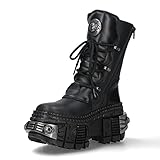 New Rock Botas Plataforma TANK Power Unisex Hebillas Cremallera Negro Metallic Collection Black Boots M.WALL373-S3 (numeric_39)