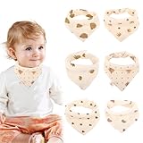 RISVOWO 6 Piezas Baberos Bebe, Suaves Baberos de Bebé, 100% Algodón, Babero Triangular Impermeables para Bebé para la Dentición de Bebés de 0-24 Meses