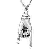 Punk Rock y Roll, Mano Collar con Colgante de Hombre Mujer, Acero, Bola Cadena 75CM