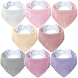 SLOSH Baberos Bebe Recien Nacido Algodón Bebé Niña Niño Bandanas para la Dentición (8, Rosa)