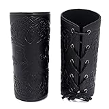 GORGECRAFT 2PCS Brazalete de Cuero con Patrón de Árbol de la Vida Brazaletes de Muñequera Protectores de Brazo Protector de Brazo Hebilla de Tiro con Arco Brazaletes de Cuero Unisex Brazalete(Negro)