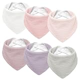Susurration 6 Baberos para Bebé Bandana Babero Para Bebés Unisex Bebés Niñas Niños Babeo y Dentición Paquetes (púrpura rosado)