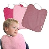 PIROLETE | Pack 3 baberos tonos rosa - baberos bebe impermeables - babero impermeable bebe - baberos con goma guarderia - baberos impermeables bebe - baberos rizo guarderia - babero bebe (Rose)