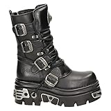 New Rock Shoes Botas clásicas de cuero New Rock con suela Reactor UK 8 / 42 EU, Negro