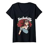 Mujer Rockabilly Rockabella Rockera Camiseta Cuello V