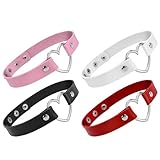 QHFlashbuy 4 Piezas Gargantilla de Cuero Gótica PU,Gargantilla Punk Rock Choker Collar de Piel Ajustable Collar de Cuero Gótico Forma de Corazón para Hombre Mujer