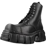 New Rock Botas Piel Militar Mujer Negro Original Plataforma M.NEWMILI083-S39 (Numeric_37)