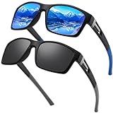 Farrobor Gafas de sol hombre Polarizadas Gafas deportivas Protección UV 2 Piezas Lentes de sol para Hombre Mujer Conducir Running Pesca Viajes (Colores Normales)