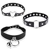 3 Piezas Collar Gargantilla Punk, Gótico de Cuero PU Ajustable, Colgante para Mujeres y Niñas, Goth Fans