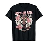 Rock and Roll Guitarra Vintage Rock Mujer Música Camiseta