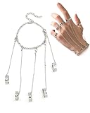 KGDUYC 1 Pcs Punk Cadena Anillos,Vintage Gothic Anillos Ajustable Set,Con Steampunk Dedos,Anillos Abiertos Set,Gothic Punk Cadena Anillos,Joyería Gótica Mujer,Anillos Abiertos Para Mujer