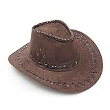 Sombrero de Vaquero de Ante Sombrero de Vaquero de ala Ancha Western Cowboy Sombreros Auténtico Gunslinger Sombrero de Fieltro Sombrero de Vaquero para los Hombres Las Mujeres