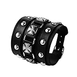 OIDEA Pulsera de Cuero de Ancho para Hombre : Pulsera Motera Tejida para Hombre Estilo Gótico Punk Rock Muñequera Ajustable - para Casual Fiesta de Halloween Regalo