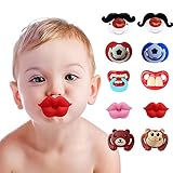 CDIYTOOL Funny Lips - Chupetes para bebé, 10 unidades, silicona suave, decorativos, para bebés, Navidad, Halloween, fiesta, animales, fútbol, diseño de bigote de caballero