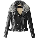 Mujer De Manga Larga Chaqueta De Cuero De La PU con Cremallera Chaqueta Moto Outcoats Black M