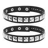Gargantilla De 2 Piezas, Pulsera De Cuero, Gargantilla De Tachuelas Punk, Pulsera con Tachuelas De Heavy Metal Rock, Pulsera Gótica, Brazalete con Tachuelas
