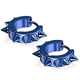 Flongo Pendientes De Remaches Punk Rock: Aretes De Aros Para Hombre Mujer - Acero Inoxidable Pendientes Unisex De Estilo Hip Hop