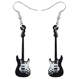 DOWAY Cute Acrilicos Divertidos Musical Eléctrico Beth Guitar Pendientes Mujer Rock Joyería Decorativos De Moda Para Mujer Niña Rockeros Regalos (Negro)