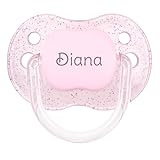 Mi Pipo - Chupete Personalizado Classic | Chupete Bebe, Tetina Anatómica de Silicona, +0 Meses | Personalizado con Nombre, Suave, Cómodo | Seguro, Libre BPA, Fácil de Limpiar | Color Purpurina Rosa
