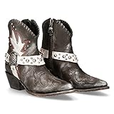 Botas vaqueras de mujer Western Cowboy Gris Blanco Llama NEW ROCK White Flame Woman Boots Texas M.WSTM004-S2 (numeric_38)