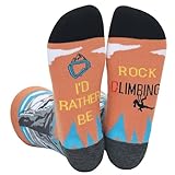 IRISGOD - Calcetines de vestir divertidos para hombres y mujeres con texto en inglés I'd Rather Be Funny | Regalos de broma humorística, Rock Climbing, talla única