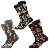 3 Parejas De Calcetines Estampados En Guitarra, Cómodos Calcetines De Algodón, Calcetines Universales De Metro Para Hombres Y Mujeres, Calcetines De Diseño Creativo, Amantes De La Música.