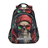 Wzzzsun Calavera De Azúcar Navidad Punk Música Mochila Niño y Niña, Mochilas Escolar Grande Reflectante para Infantil Mochila Portátil de Mujer Hombre Viaje