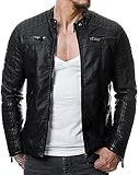 Redbridge Chaqueta de cuero sintético para hombre Cazadora de transición acanalada Negro L